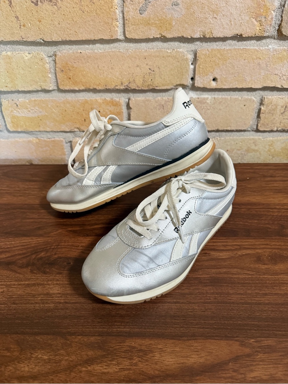 Reebok Silver Metallic Retro Gum Sole Sneakers, Women’s 7.5